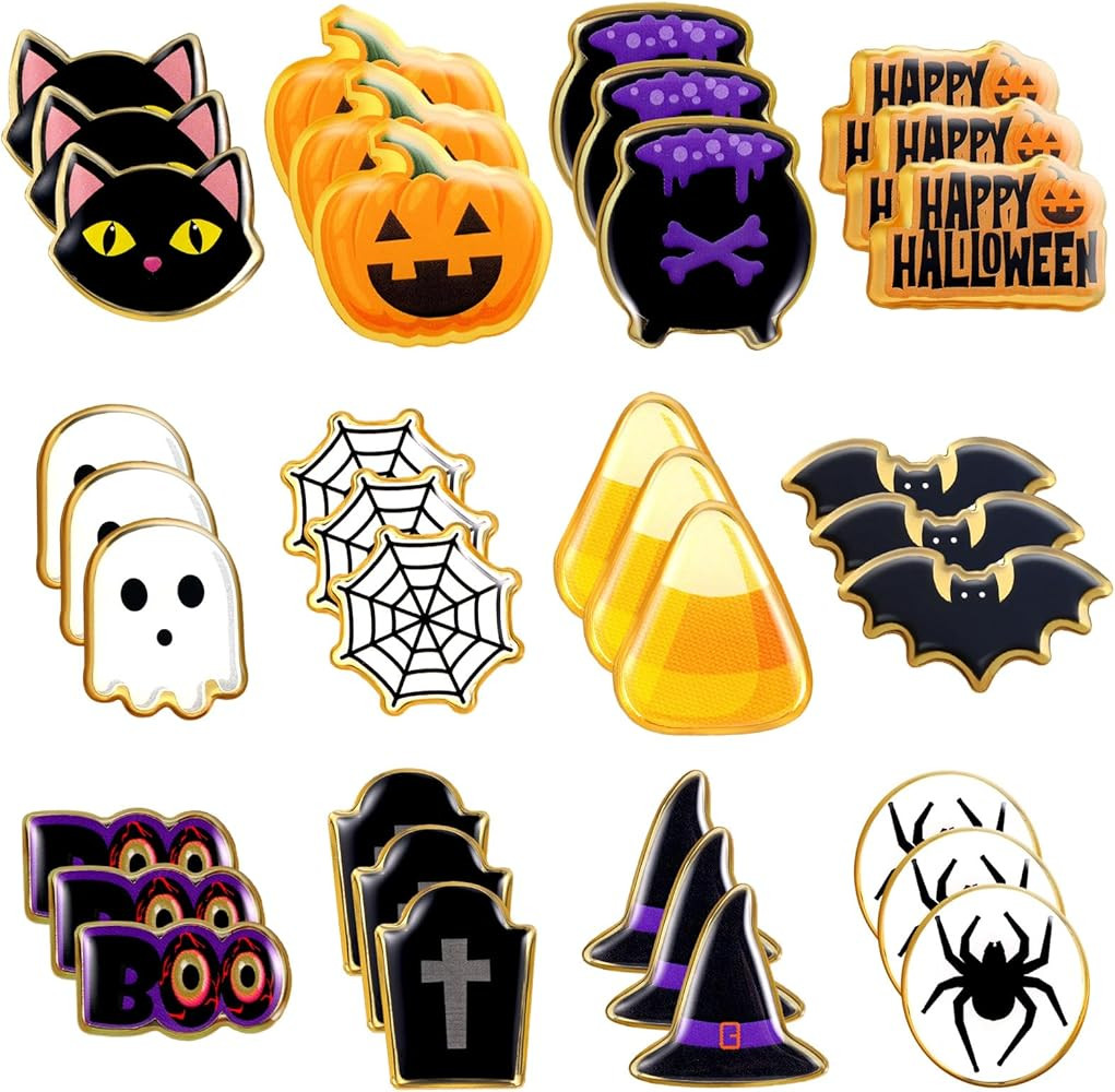 Tondiamo 36 Pcs Halloween Pins Goth Halloween Pins Spooky Horror Pins Punk Cute Brooches Lapel Br... | Amazon (US)