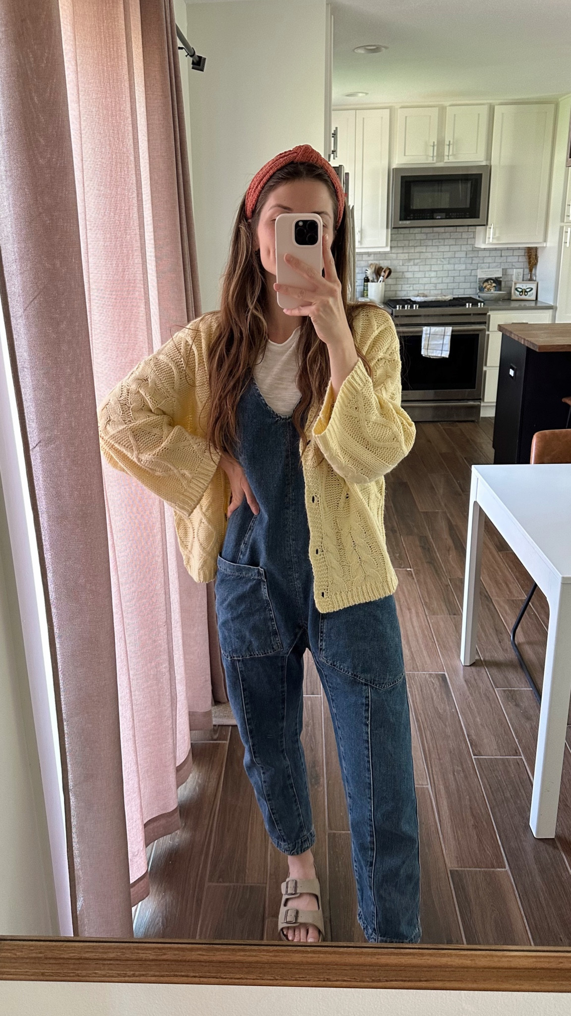 wearing small in cardigan
Xs in jumpsuit 

Spring outfit, mom outfit 

#LTKSeasonal