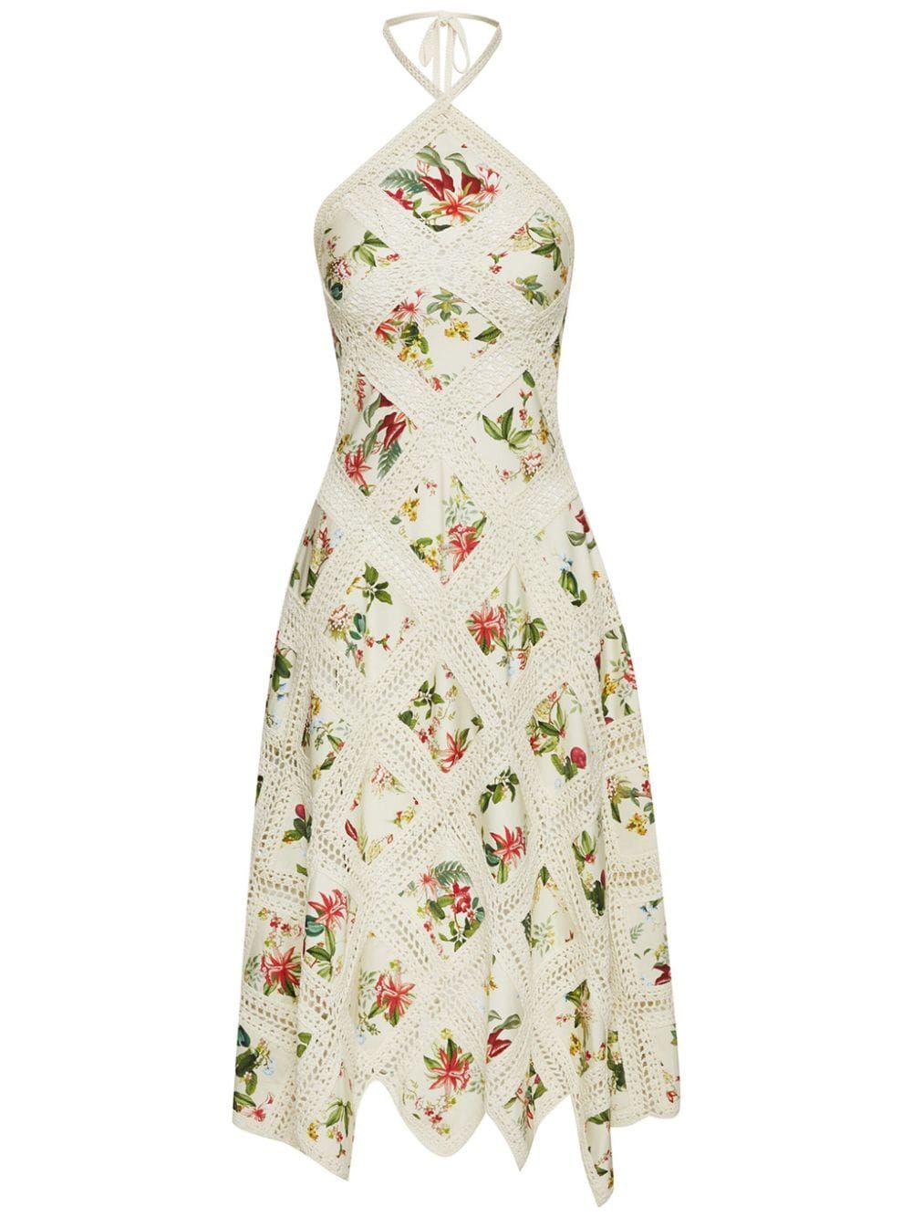 Oscar De La Renta Flora & Fauna-print Cotton Midi Dress - Farfetch | Farfetch Global