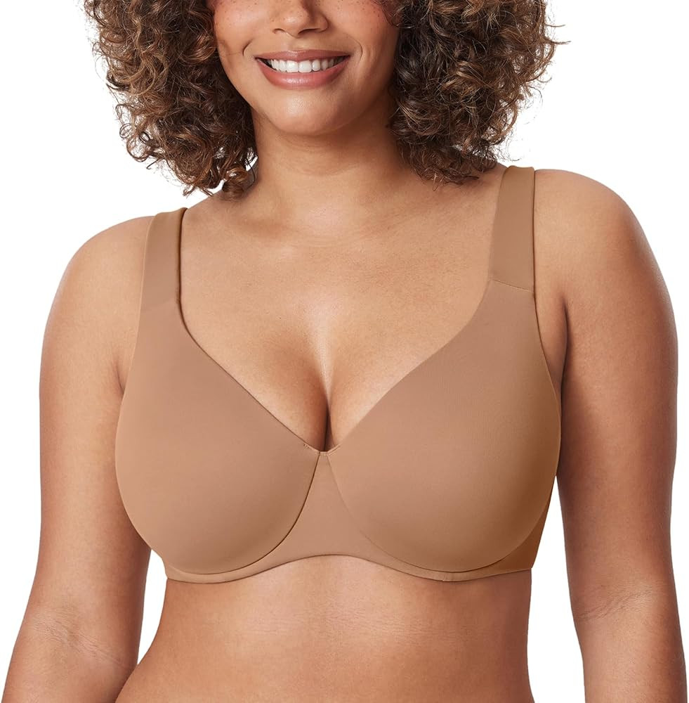 DELIMIRA Women's Plus Size Bras Minimizer Underwire Full Coverage Unlined Seamless Cup | Amazon (US)