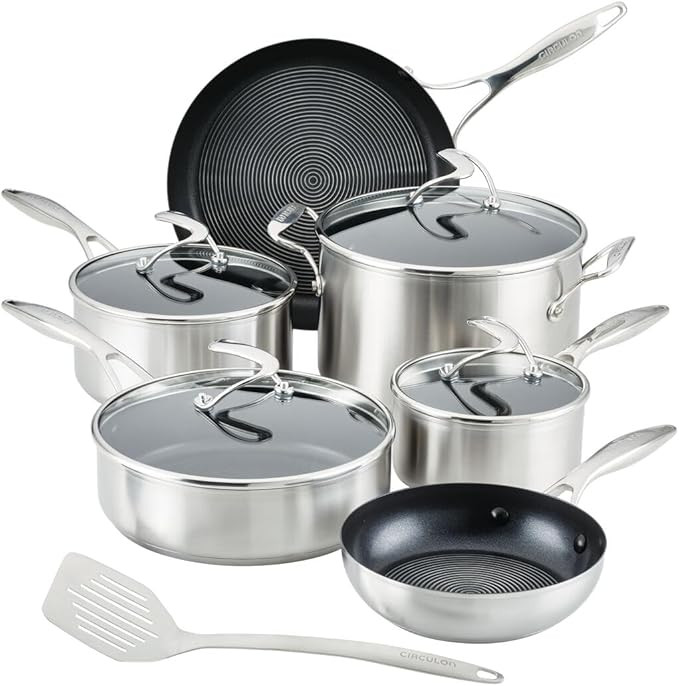 Circulon SteelShield S-Series Stainless Steel Hybrid Nonstick 10-Piece Cookware Set with Bonus Ut... | Amazon (US)
