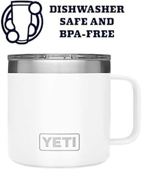 YETI Rambler 14 oz Mug, Vacuum Insulated, Stainless Steel with MagSlider Lid, White | Amazon (US)