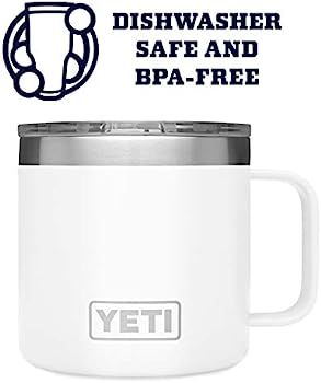 YETI Rambler 14 oz Mug, Vacuum Insulated, Stainless Steel with MagSlider Lid, White | Amazon (US)