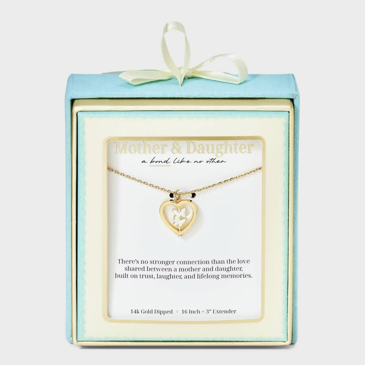 14K Gold Dipped Butterfly Heart Necklace - Gold | Target