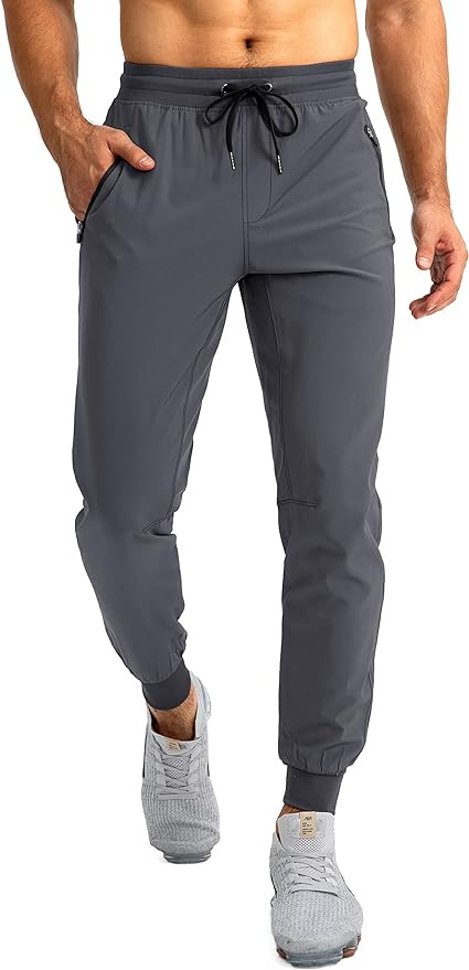Pudolla Men's Lightweight Jogger Pants Workout Gym Running Pants with Zipper Pockets for Athletic... | Amazon (US)