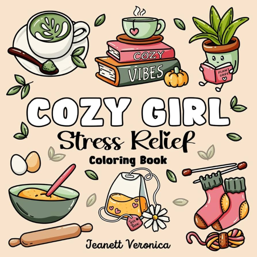 Cozy Girl Stress Relief: Bold and Easy Coloring Book for Adults & Teens | Simple Illustrations Fe... | Amazon (US)