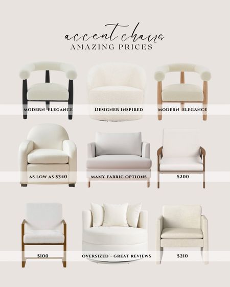 White accent chair. Modern accent chair. Upholstered accent chair: swivel accent chair. Barrel accent chair. Boucle accent chair. Wooden accent chair.#LTKFind 

#LTKhome #LTKsalealert