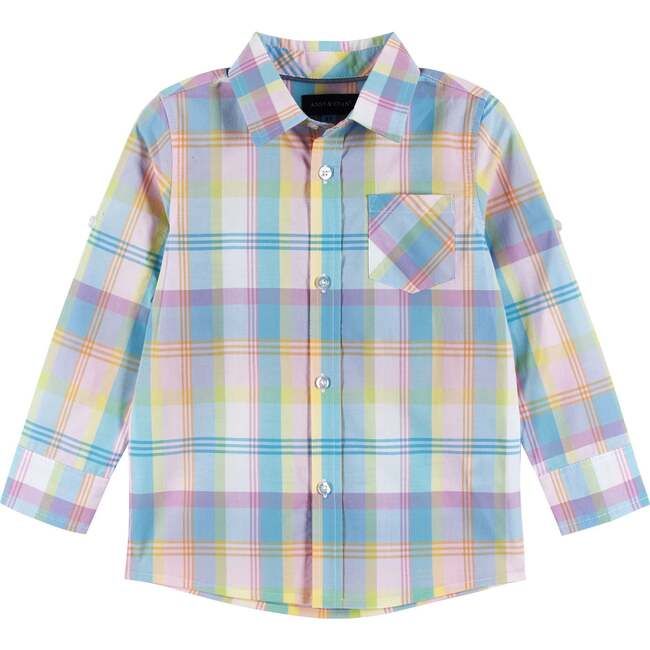 White Plaid Pastel Double-Sided Shirt | Maisonette