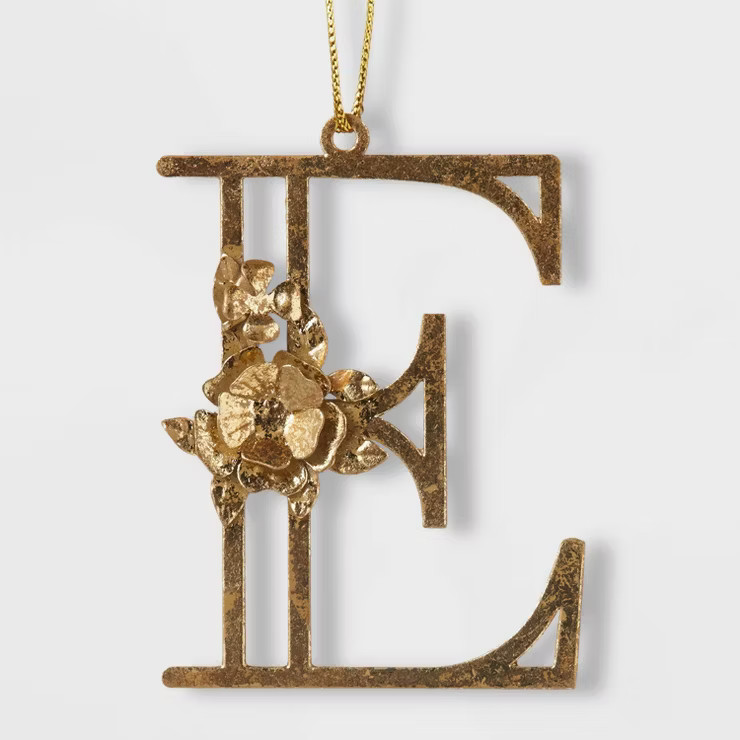 Botanical Monogram Christmas Tree Ornament Gold Letter - Wondershop™ | Target