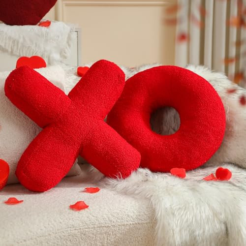 EastTree XO Pillows, Valentines Love XO Shaped Pillow, Red Throw Pillows, Love Pillow Gifts, Ultra Soft Teddy Fleece Wedding Pillows, Women Girls Kid Room Decor, Valentine's Day Decor 14x14 Inch | Amazon (US)