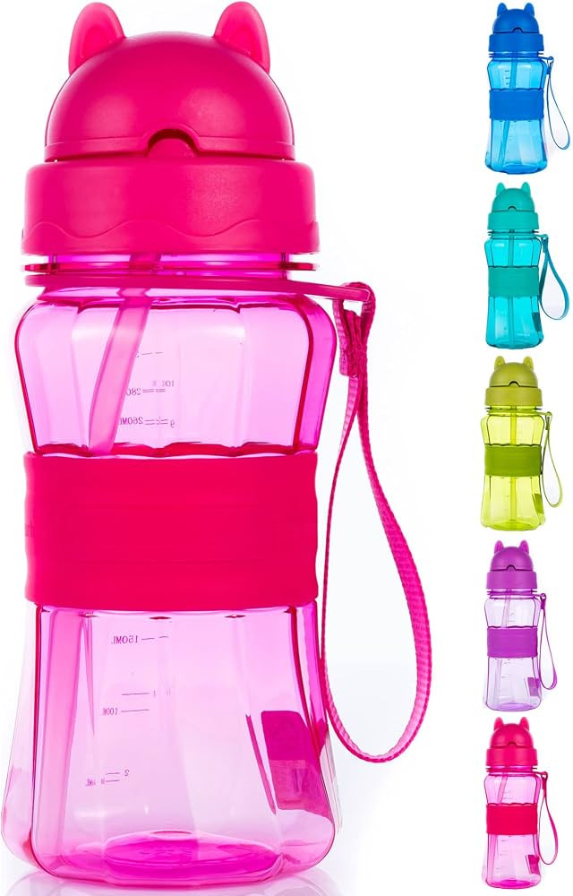 Water Bottle for Kids Toddlers with Straw Strap 12OZ Children Sized Leak Proof BPA Free Tritan Dr... | Amazon (US)