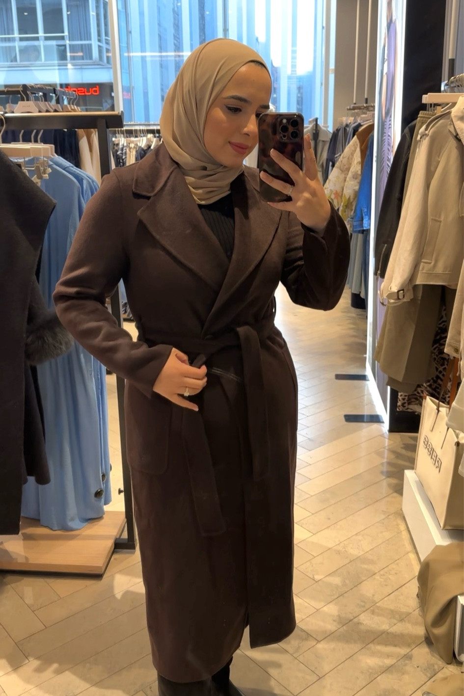 Chocolate brown wrap over coat from REISS 

#LTKmidsize #LTKmodest #LTKspring