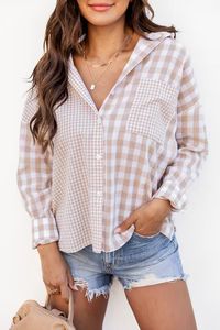 Sky Full of Stars Beige Gingham and Plaid Button Front Shirt | Pink Lily