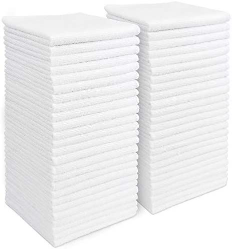 AIDEA Microfiber Cleaning Cloths White-50PK, Strong Water Absorption, Lint-Free, Scratch-Free, St... | Amazon (US)