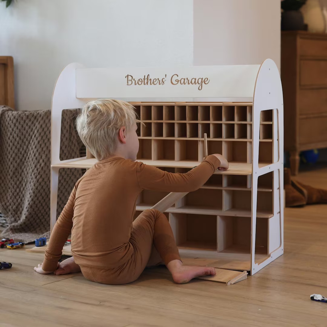 Montessori Toy Car Storage, Toy Garage Car Ramp, Toddler Birthday Gift, Toy Car Parking Garage, P... | Etsy (US)