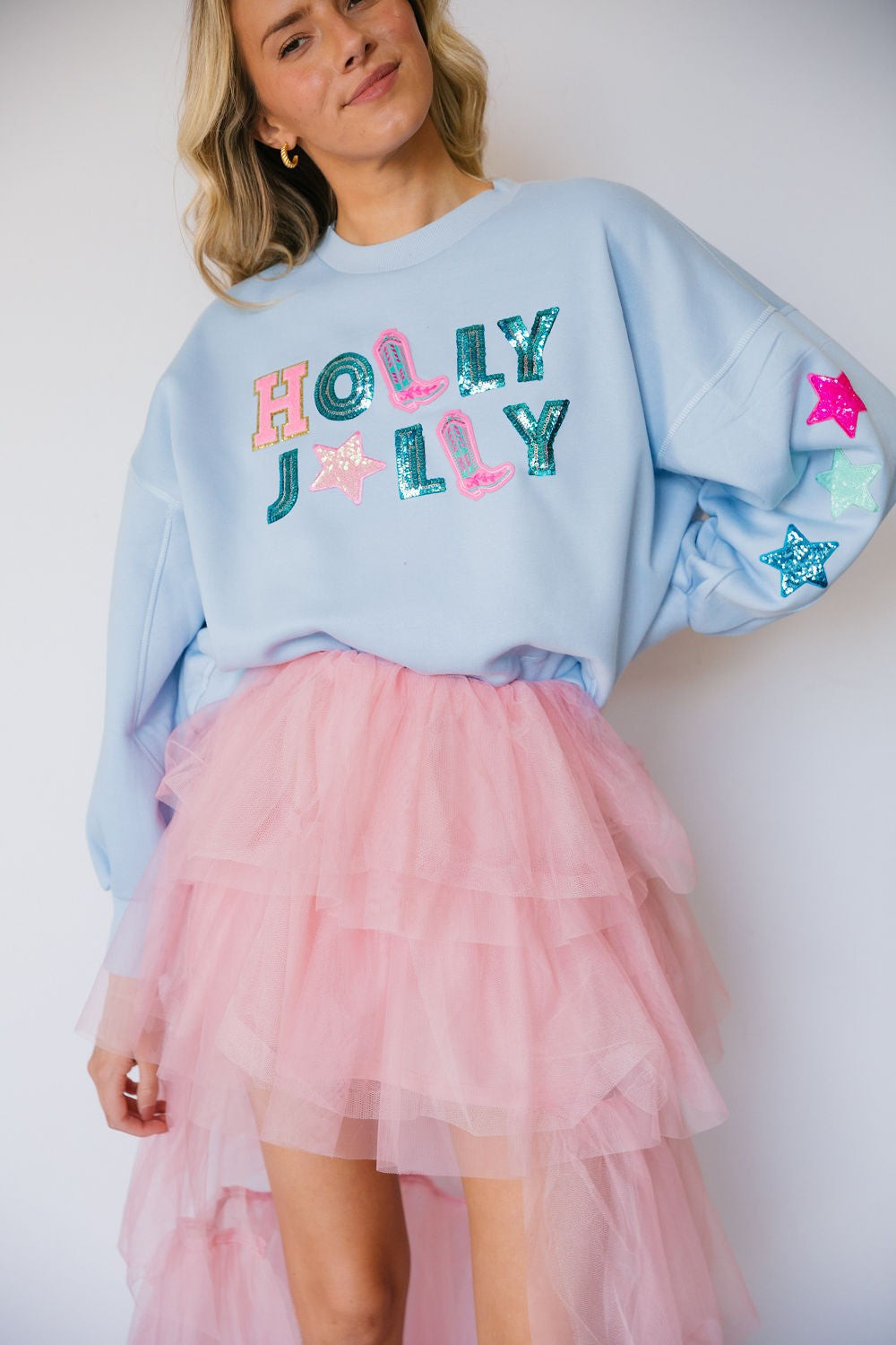 HOLLY JOLLY LIGHT BLUE PULLOVER | Judith March