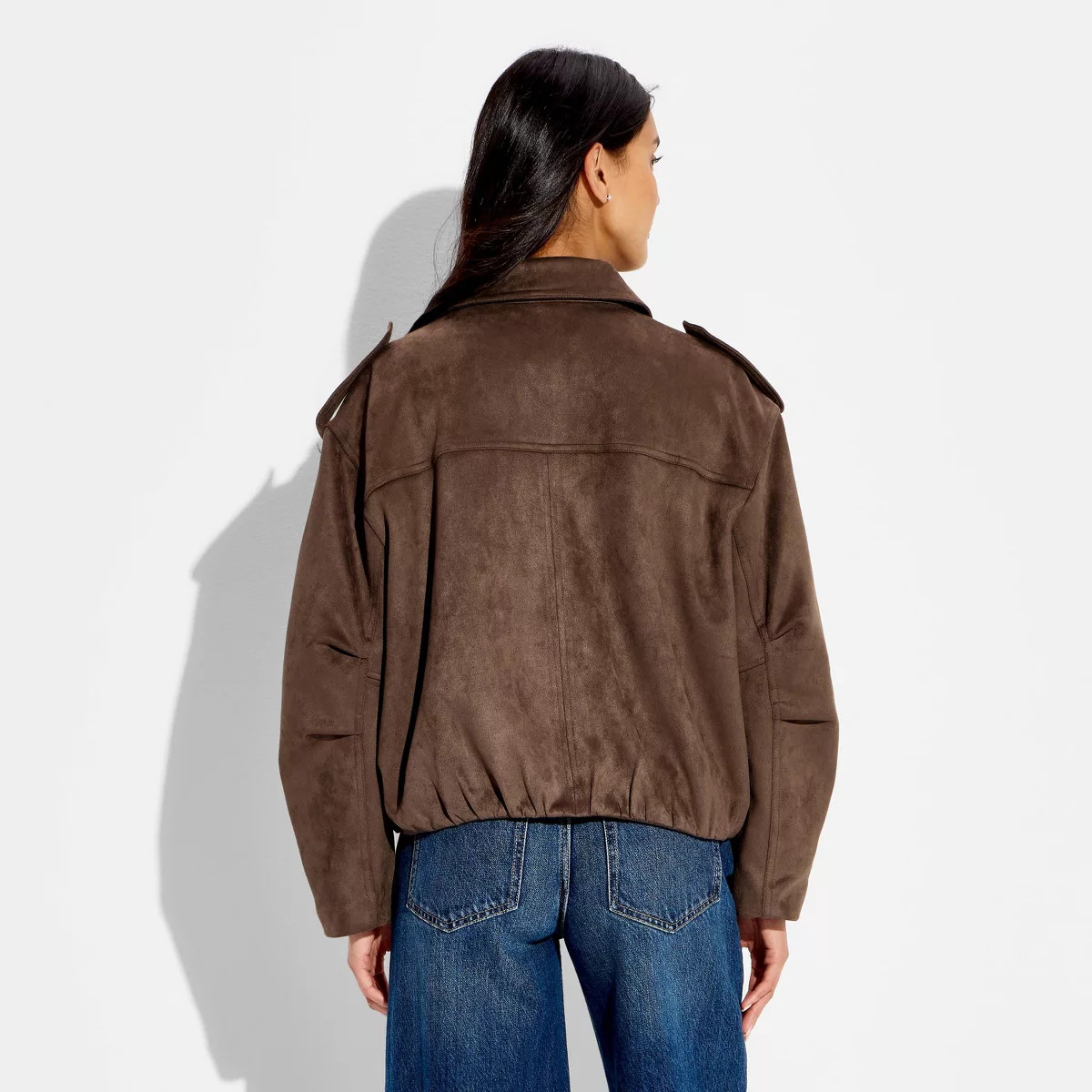 Women's Bubble Hem Faux Suede Jacket - Wild Fable\u2122 Taupe XS | Target