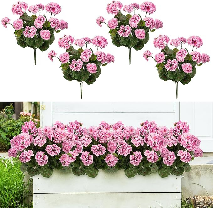 Home Decor Fake Plants Artificial Flowers Artificial Geraniums Outdoor Fake Flowers Artificial Fl... | Amazon (US)
