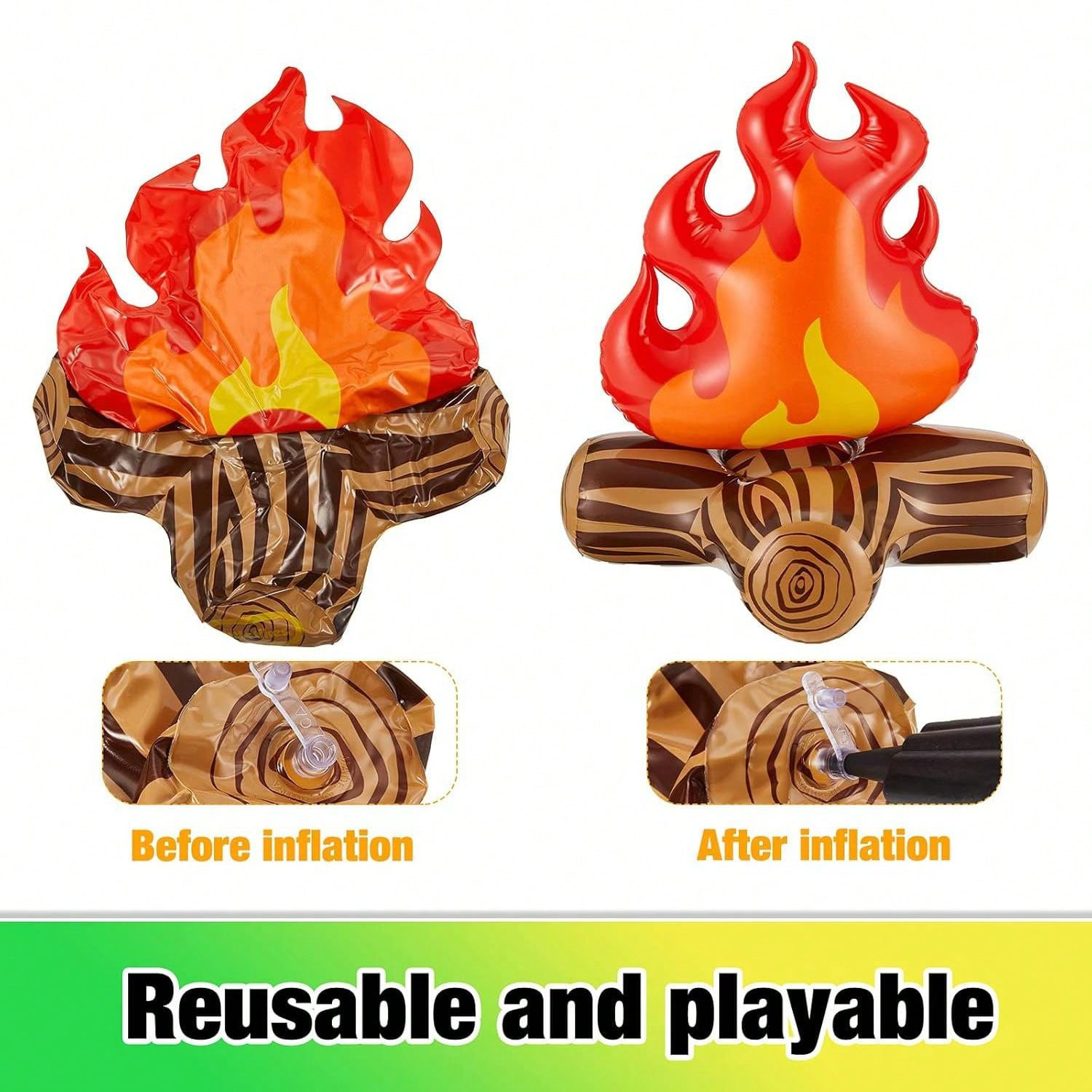 1/2/3/4pcs Fake Fire Decorations, Camping Photo Props, Inflatable Fake Campfire, Fake Flame Campi... | SHEIN