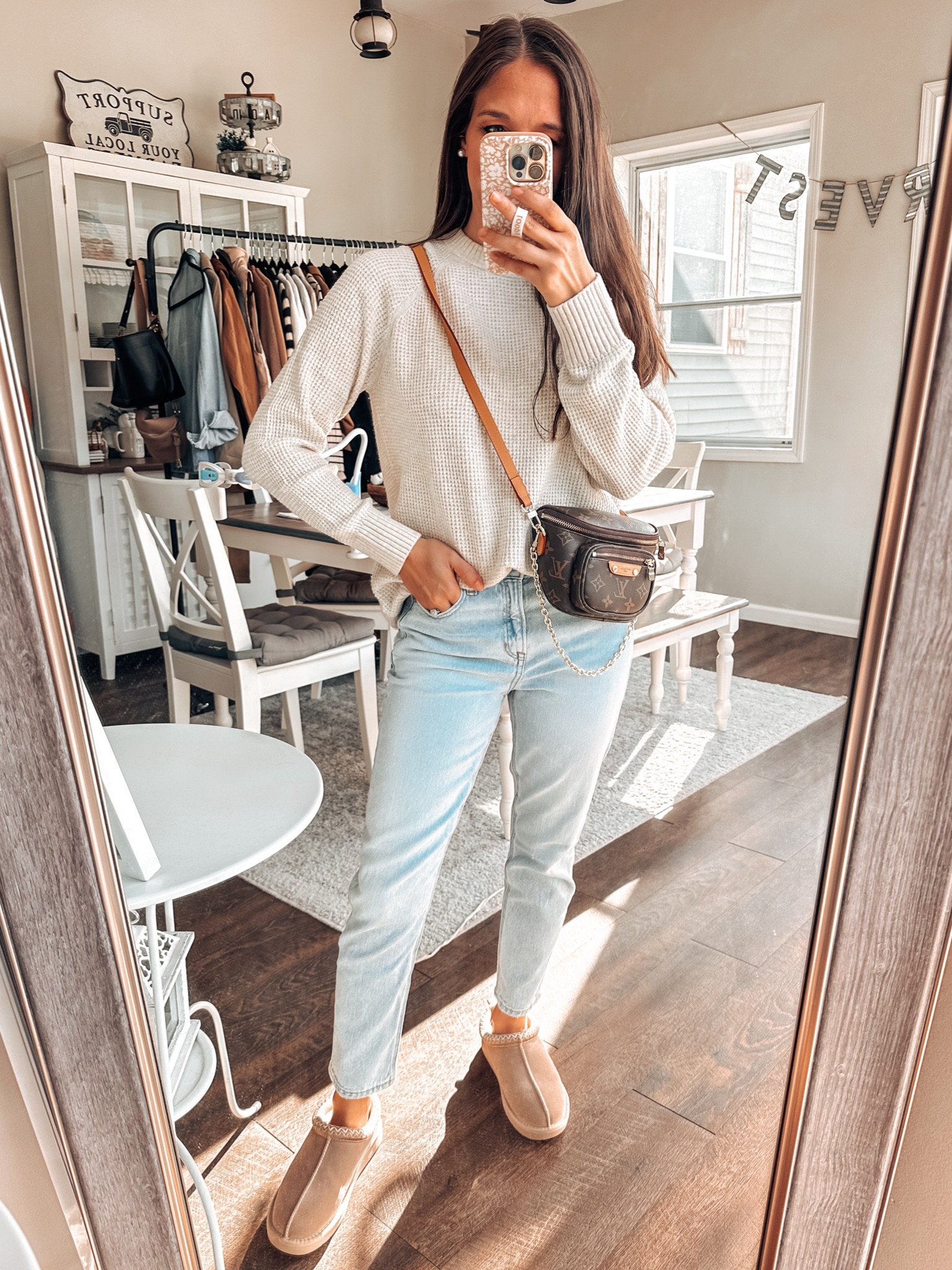 Outfit of the day! 
Sweater small 
Jeans down one size short 
Shoes tts 

#LTKFindsUnder100 #LTKStyleTip #LTKFindsUnder50