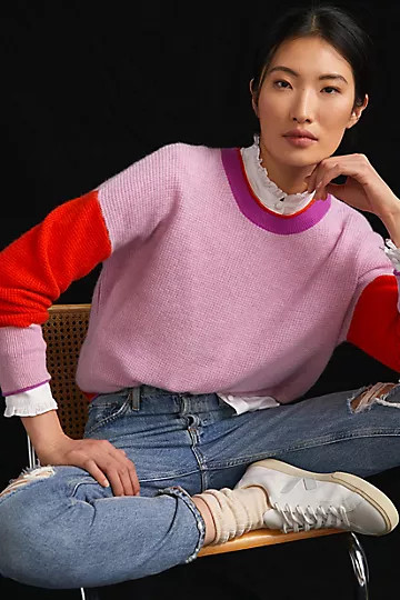 Maeve Colorblocked Cashmere Sweater | Anthropologie (US)