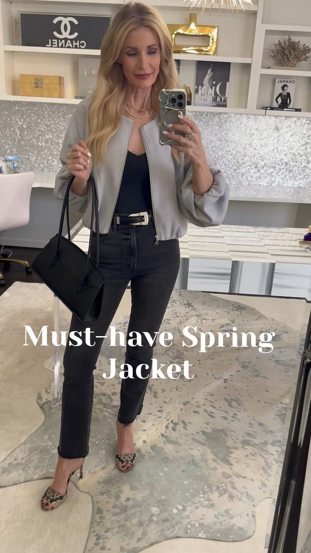 Sale alert 🚨 This fabulous gray bomber jacket is on sale right now for $49 — such a steal!

I styled it over an all-black look with a classic black tank, my favorite faded black jeans, and finished it off with snake print heels. It’s effortlessly chic and perfect for so many occasions — from date night to girls’ night out.

Jacket: XS
Jeans: 24



#LTKSpringSale #LTKootd #LTKOver40