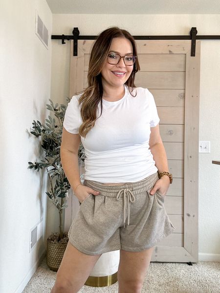 ABERCROMBIE sale 20% off sitewide // sized up in the sweat shorts and got my true size in the maternity tee (versatile for non maternity too)  🤍🤍 

#LTKbump #LTKfindsunder50 #LTKSpringSale