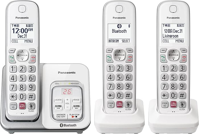 Panasonic Cordless Phone with Answering Machine, Link2Cell Bluetooth Home Phones, Voice Assistant... | Amazon (US)