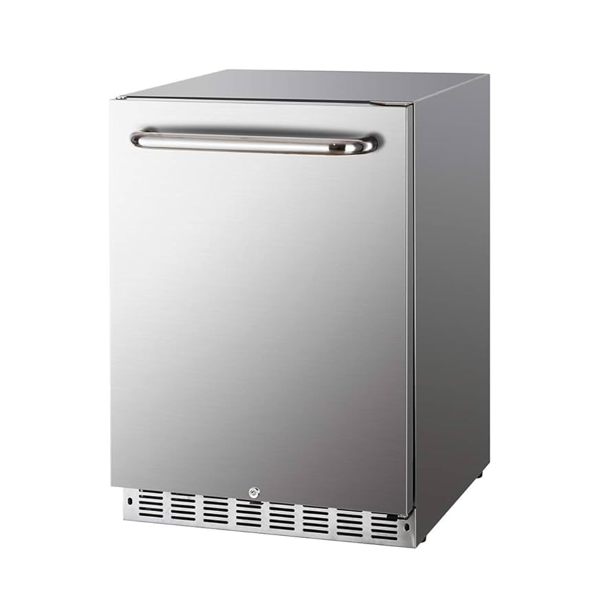 HCK Outdoor Refrigerator 24 Inch, Undercounter Refrigerators with Stainless Steel Door, 161 Can B... | Amazon (US)