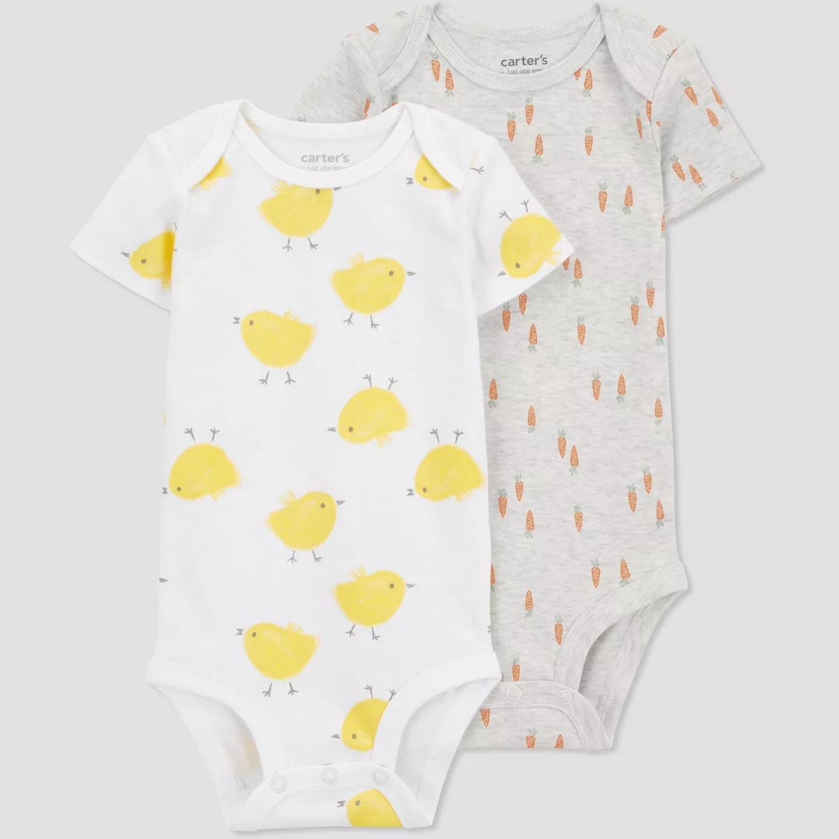 Carter's Just One You® Baby 2pk Easter End Cap Farm & Carrot Bodysuit - Gray/Orange/Yellow | Target