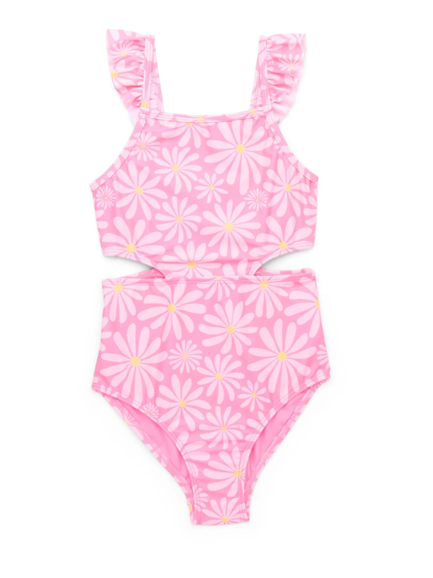 Wonder Nation Girls Monokini Swimsuit with Flutter Straps and UPF 50, 1-Piece, Sizes 4-18 & Plus | Walmart (US)