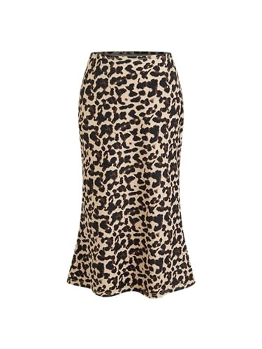 CIDER Leopard Print Midi Skirt Women's Trendy Casual Elastic Waist Skirt 2025 Fall | Amazon (US)