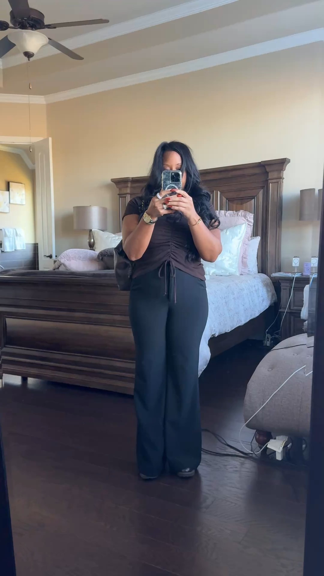 Good morning my daily outfit #express top and pants shoes #colehaan #loewe handbag 

#LTKWorkwear #LTKStyleTip #LTKPetite