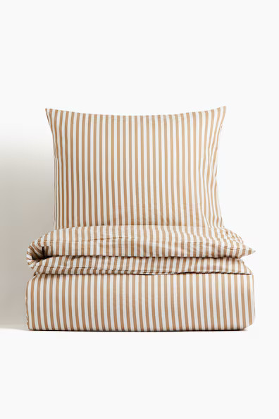 H & M - Cotton Twin Duvet Cover Set - Beige | H&M (US + CA)