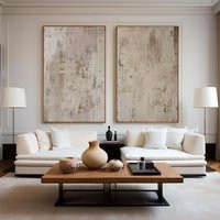 Beige Wabi Sabi Wall Art Abstract Painting On Canvas Neutral Set Of 2 Textured Large | Etsy (US)