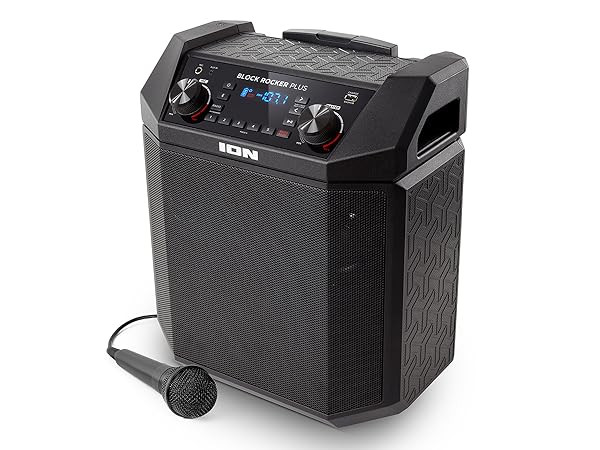 ION Audio Block Rocker Plus - Portable Bluetooth Speaker 100W W/Battery, Karaoke Microphone, AM FM R | Amazon (US)