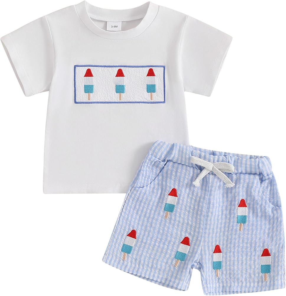 Kayotuas 4th of July Baby Boy Outfit Golf American Flag T-Shirt Top Striped Shorts Toddler Fourth... | Amazon (US)