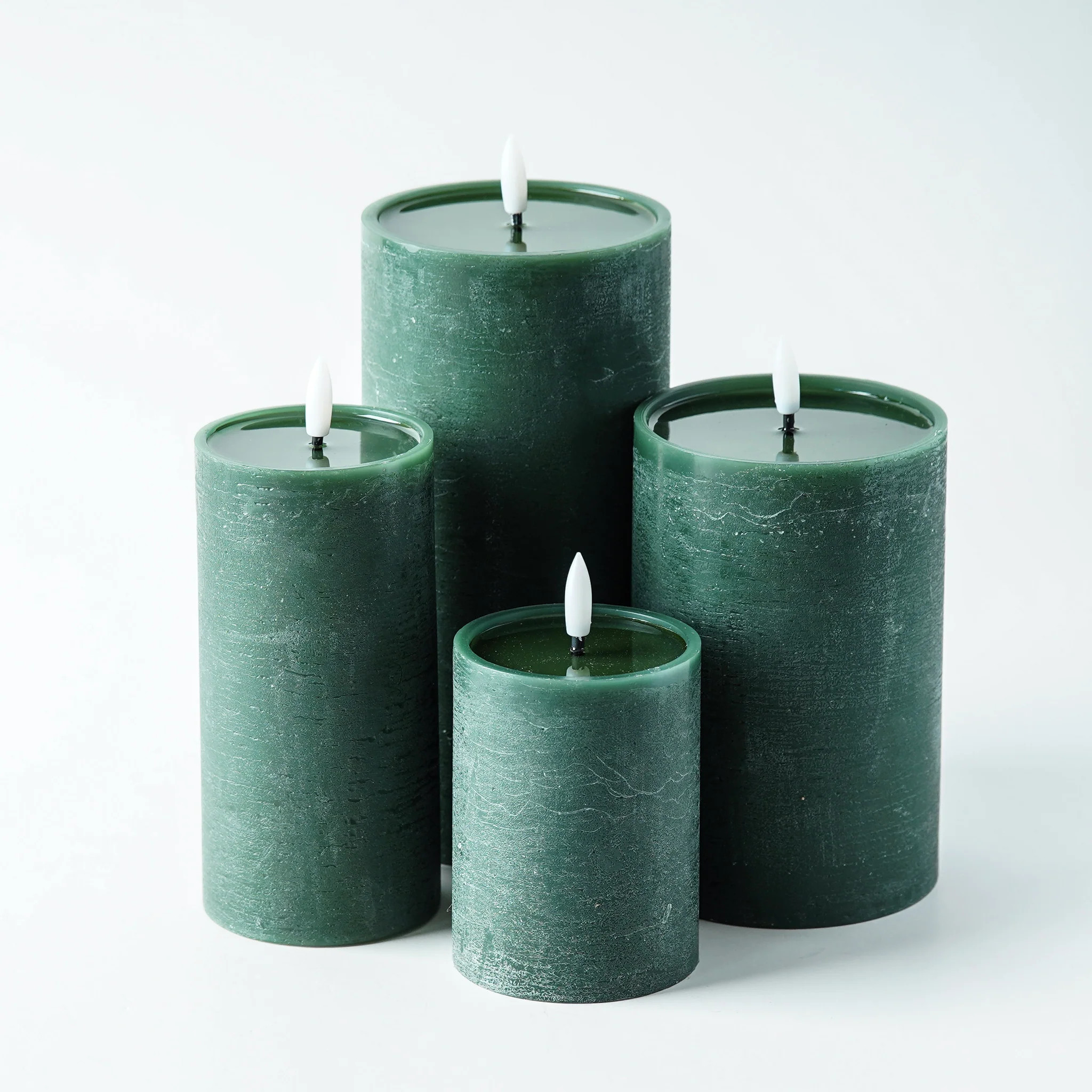 Textured Green Flameless Pillar Candle | MJHome