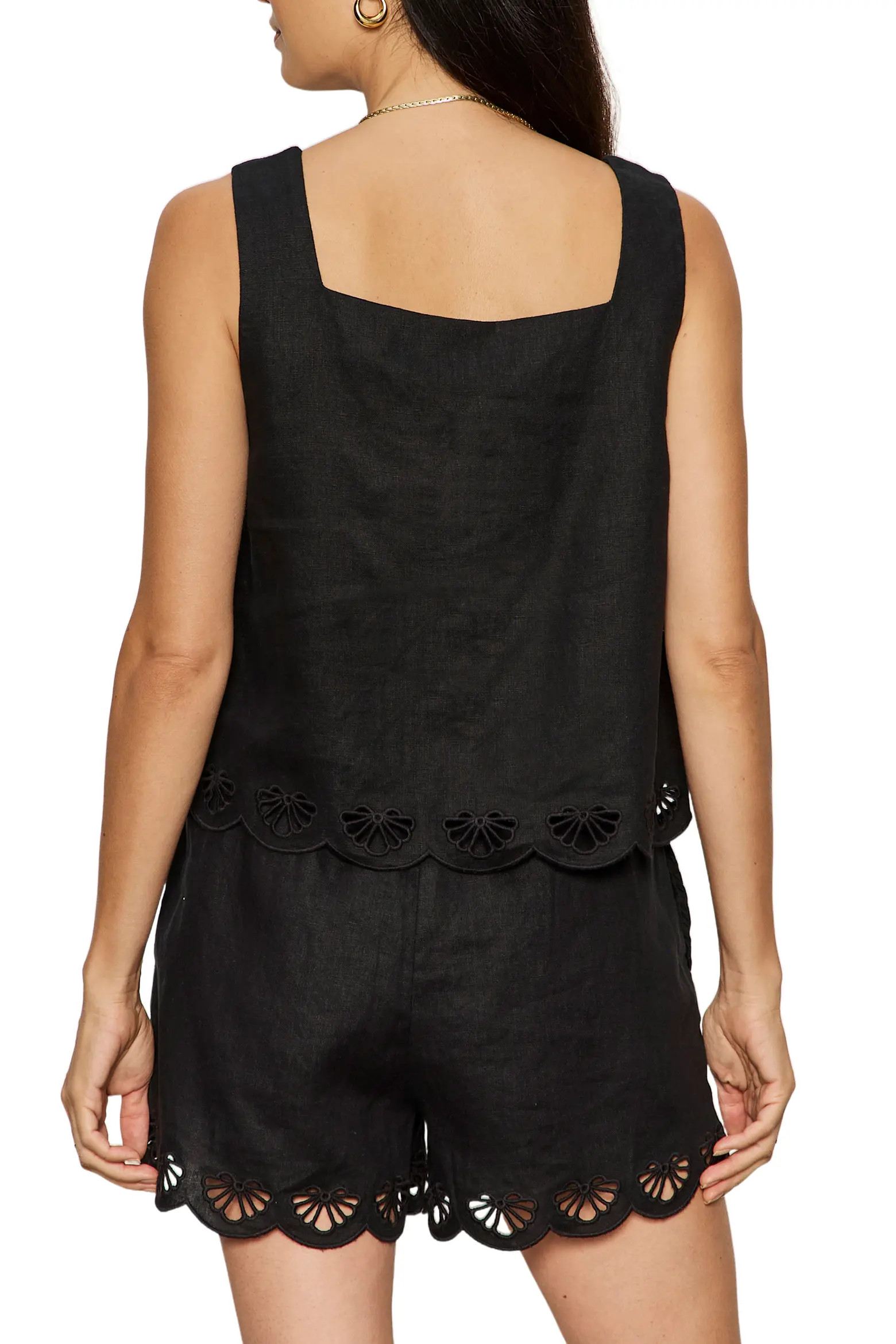 Almost There Scallop Hem Sleeveless Linen Top (Women) | Nordstrom | Nordstrom