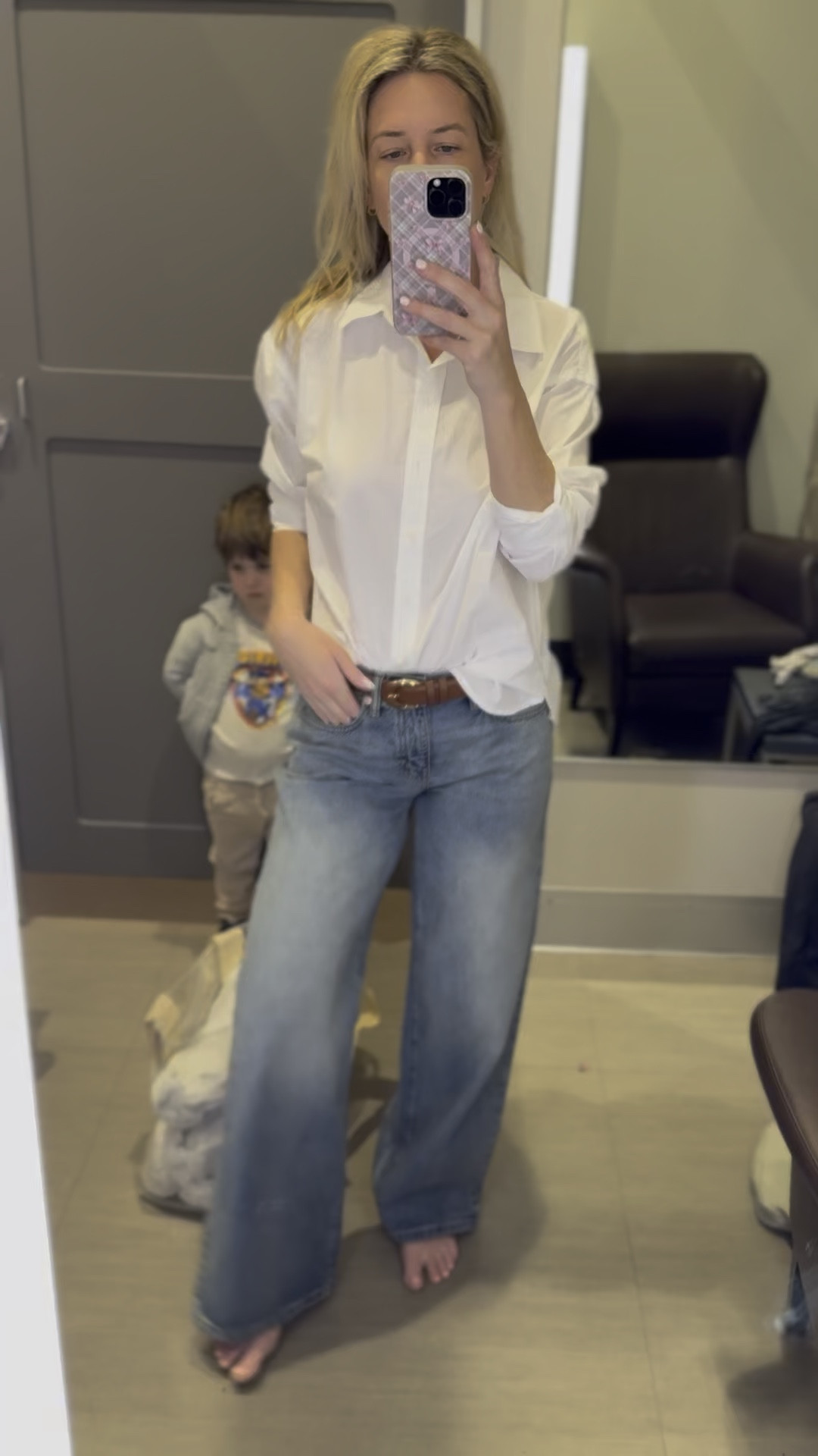 Casual target outfit idea! Wide leg jeans and a button down white blouse #effortless #chic #targetfinds 

#LTKOver40 #LTKFindsUnder50 #LTKWorkwear