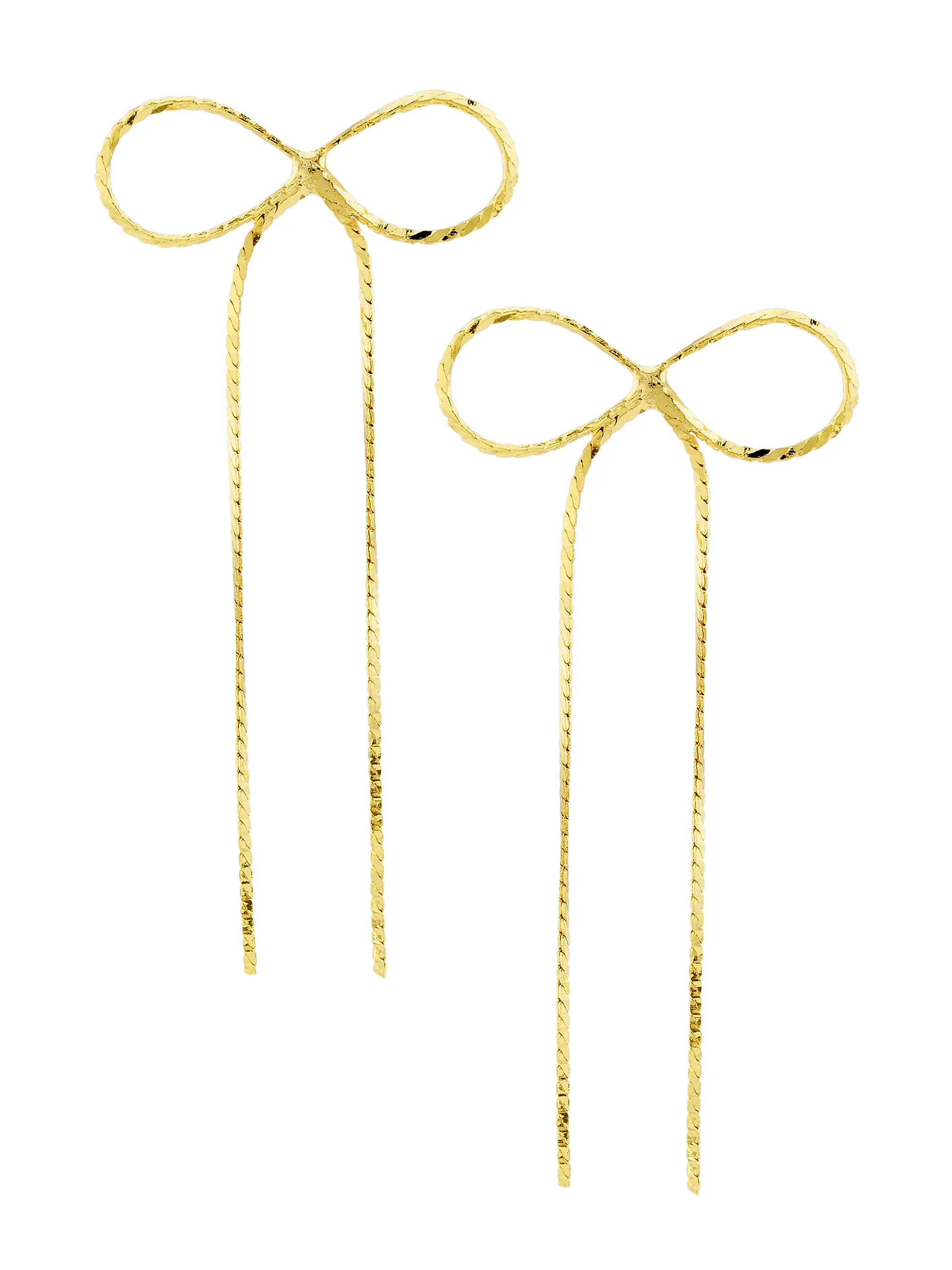 Kate 14K-Gold-Plated Bow Drop Earrings | Saks Fifth Avenue