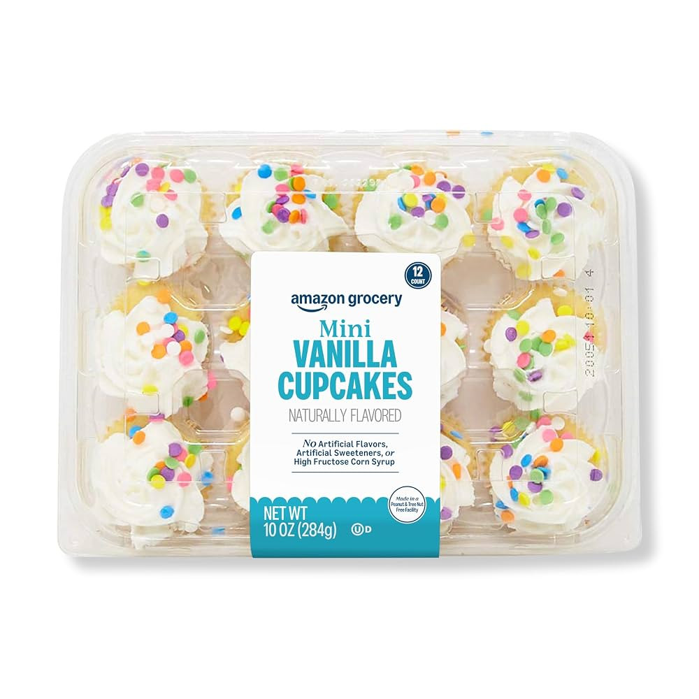Amazon Grocery, Vanilla Mini Cupcakes, 10 Oz, 12 Ct (Previously Fresh Brand, Packaging May Vary) | Amazon (US)