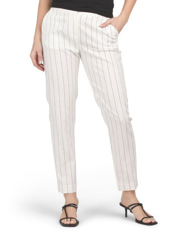 Pin Striped Straight Leg Pants for Women | Rayon/Nylon/Elastane | Marshalls