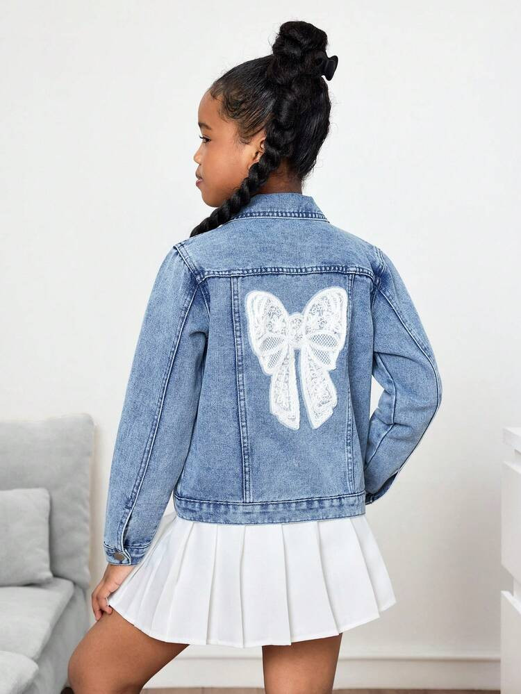 Y2k Light Washed Bow jacket | SHEIN