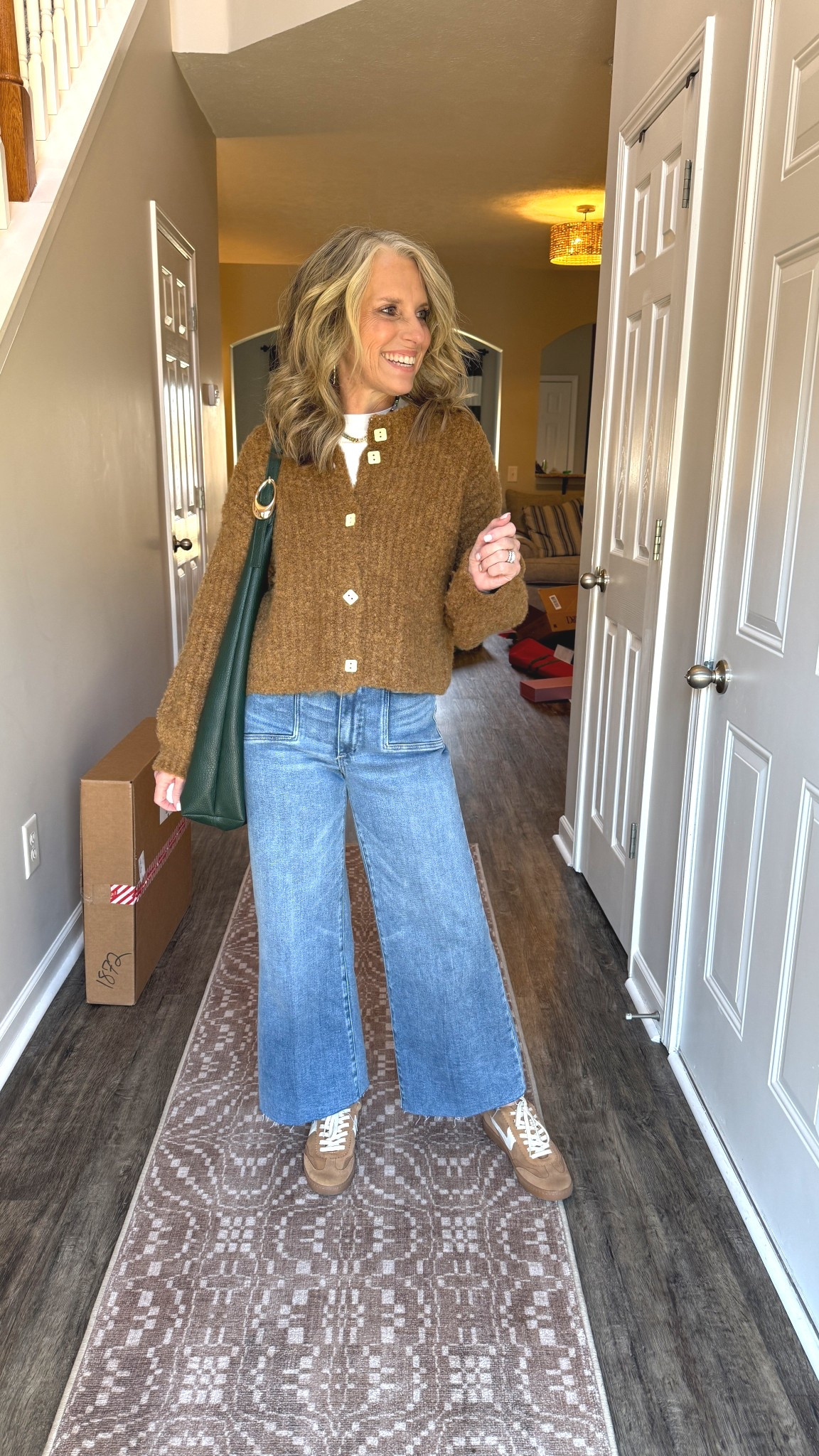 Sweater on sale and so soft and cozy. Wearing XS and 27 jeans. PS…love this bag

#LTKFindsUnder100 #LTKOver40 #LTKSaleAlert