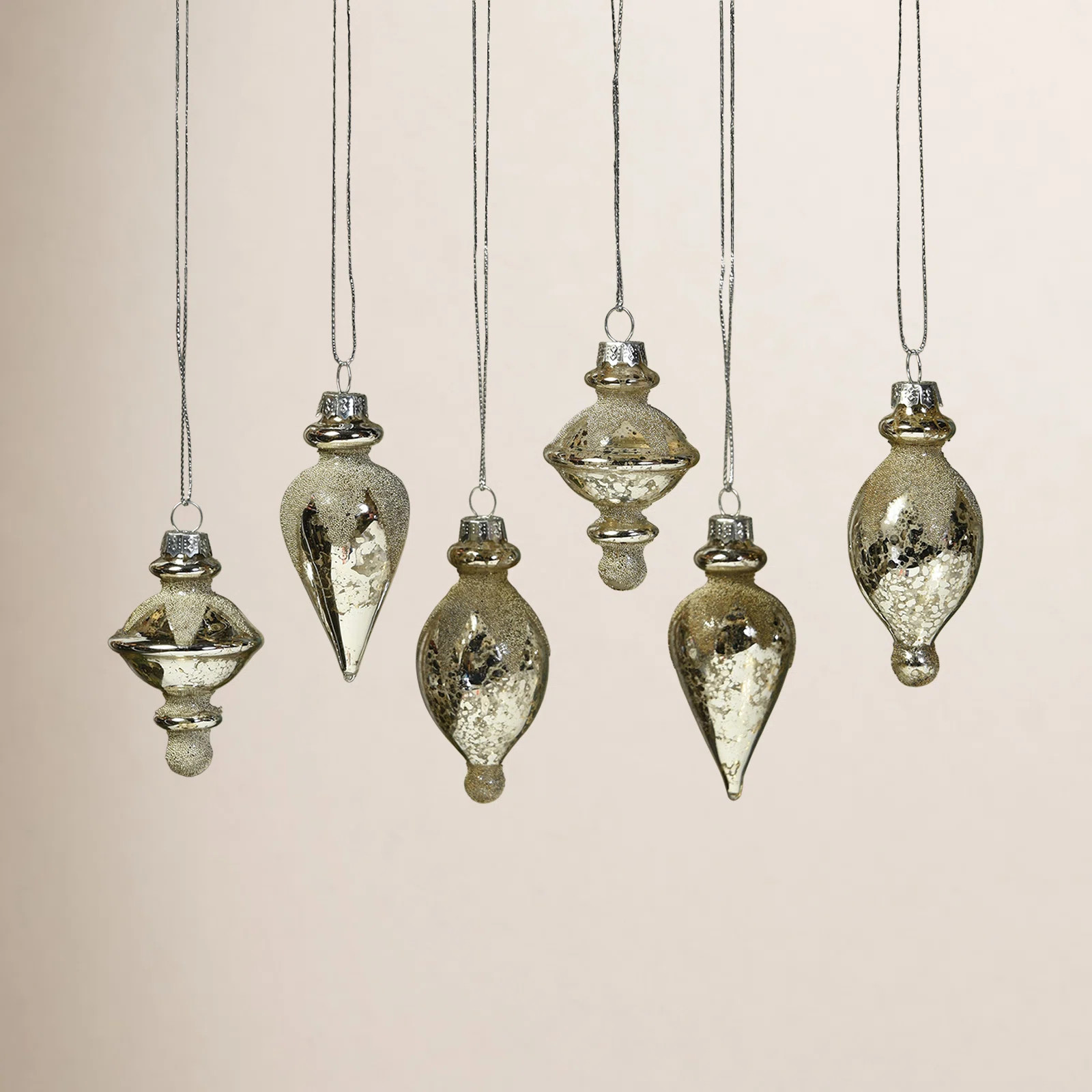 6 Piece Glass Finial Ornament Set | Joss & Main