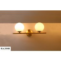 2 Bulb Globe Wall Fixture | Modern Vanity Sconce Unique Mid Century Decor | Etsy (US)