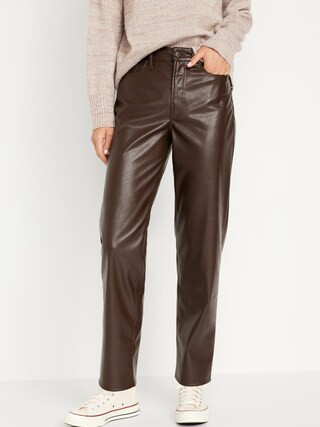 High-Waisted OG Loose Faux-Leather Pants | Old Navy (CA)