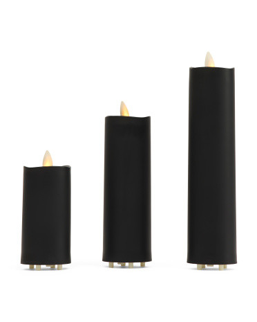 Set Of 3 Indoor Outdoor Slim Led Pillar Candles With Remote | TJ Maxx