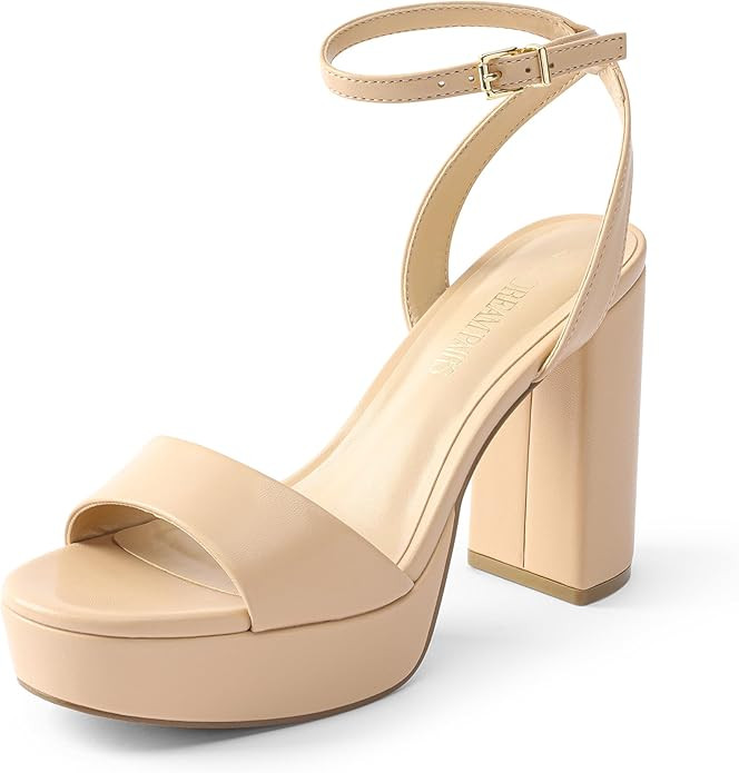 DREAM PAIRS Platform High Heels for Women Chunky Round Open Toe Ankle Strap Stylish Heeled Sandal... | Amazon (US)